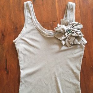 Express Gray Tank w flower (sheer)